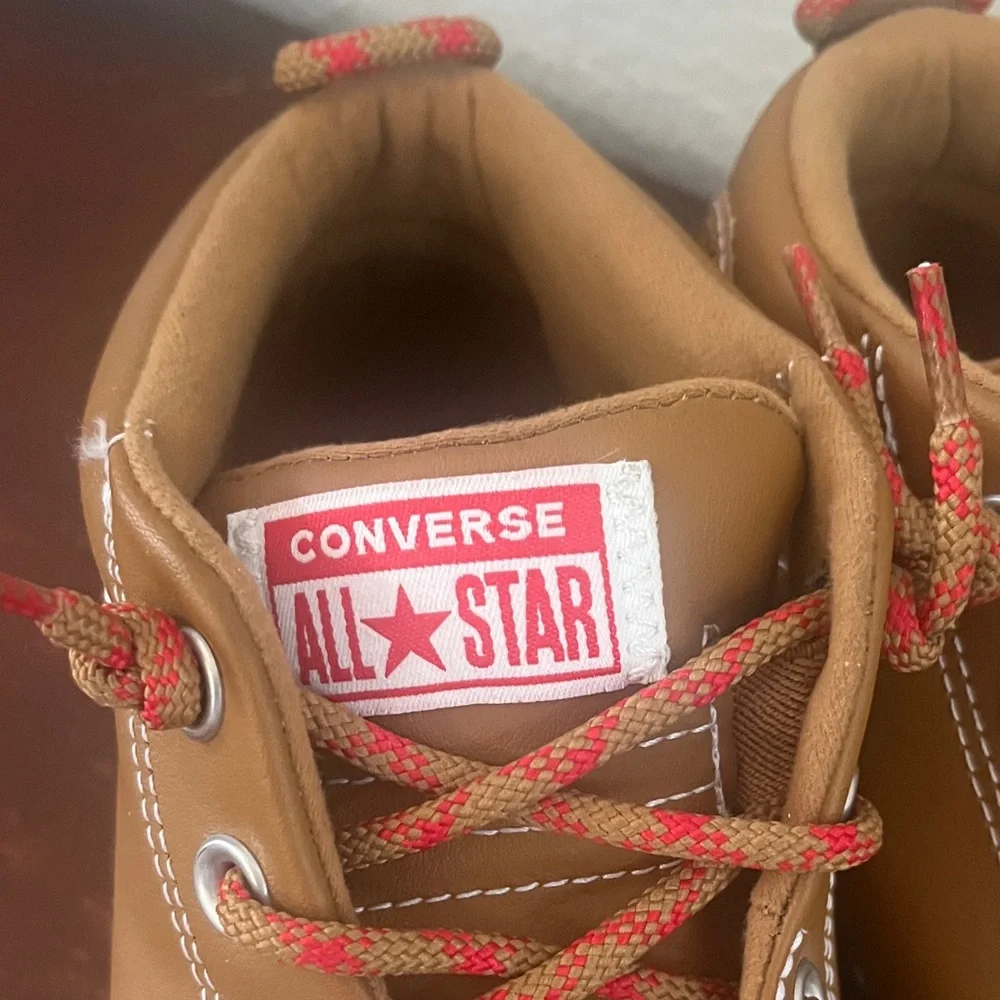 Converse All Star Tan High-Top Sneakers with Red‎ Laces